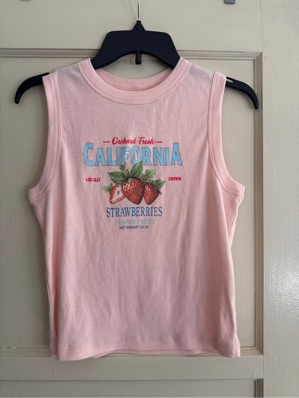 Pink California Strawberries Graphic Tank Top NWT